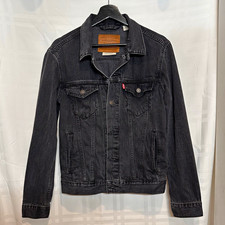 Levi’s Premium  Black Trucker Jean Jacket Collared Button Pockets Sz S picture