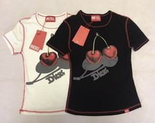Lady Diesel Red line Cherry Graffiti Cotton Slim fit short sleeved Shirt picture