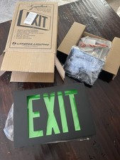 Lithonia Lighting LE S B 1 G EL N SD Matte Black Metal Exit Sign - Green picture