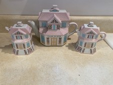 Lenox Village Tea Room Set Vintage 1991 Tea Pot, Sugar and Creamer W/Spoon picture