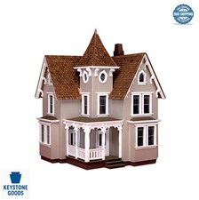 Dollhouse Kit Victorian 1/24 Scale Unassembled 3 Story 6 Rooms Plywood Porch picture