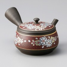 Tokoname Kutani yaki Japanese Teapot Red Sakura Kyusu 270ml Y105 by Gyokko picture