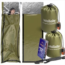 2-Pack Emergency Mylar Sleeping Bags Survival Blanket w/ Whistle & Carabiner picture