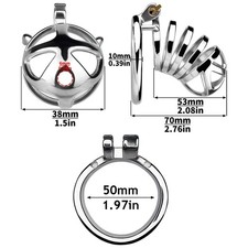 FRRK Metal Chastity Cage for Male - Stainless Steel Locking Device with Ring USA picture
