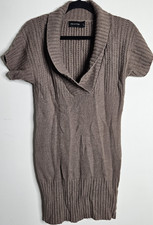 The Limited Women’s Small Brown Ribbed Knit Cowl Neck Short Sleeve Pullover picture