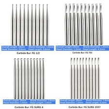 10/Pk Dental Carbide Burs for High Speed Handpiece 19mm FG 25mm FG SURG Surgical picture