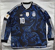 Authentic Adidas Lionel Messi Large Long Sleeve Argentina Away World Cup Jersey picture