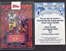 Topps 2025 Resurgence Football Aaron Donald Rams Thermal Red Ink Auto 3/5 TRI-AD picture