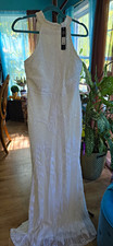 Fashion Nova Luxe White Sequin Halter Neck Sleeveless Full-Length Dress XL picture