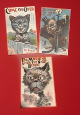 3 Arthur Thiele Cat Postcards Series 99 Comic Night Out Drunk Hangover 1910 picture