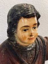 Antique Circa 1840 Carved & Painted Wood Santos Depicting Infant Christ Child picture