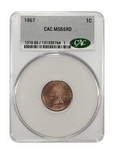 1867 1C Indian Cent CACG MS65RD picture