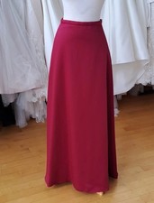 VTG Alfred Angelo Sz 12 A-line Maxi Dark Red Satin Taffeta Ball Skirt Waist 34” picture