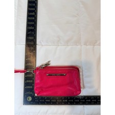 Betsey Johnson Pink Heart Embossed Faux Leather Double Zip Wristlet Pouch picture