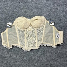 Vintage Jezebel Lace Corset Women's Ivory Underwired Strapless Bustier Top - 34B picture