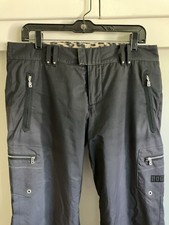 Vintage Bogner Black Cargo Ski Pants Leopard Lining Size 10 Medium picture