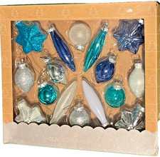 Christmas Glass Hanging Ornaments Handmade 16 Assorted Variety 1990 picture