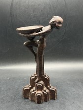 Antique RARE 1920's Art Deco Spelter Figural Sculpture Candle Trinket Holder 9