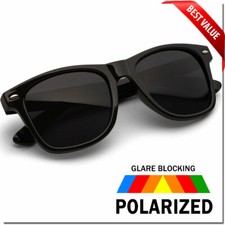 POLARIZED SUNGLASSES MENS WOMENS CLASSIC CLASSIC SHAPE SUNGLASS NEW ALL BLACK OG picture