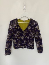 ANOKHI FOR EAST Ladies UK 10 Quilted Jacket Purple Floral Boho Arty picture