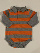 Garanimals New Long Sleeve Boys Shirt Size 3-6 Months Orange Gray Stripe picture