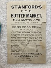 1884 Stanford's Butter Market Morris Ave Elizabeth New Jersey Advertisement  Vtg picture