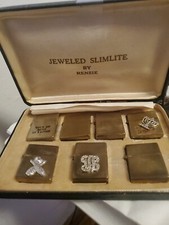 jeweled slimlite mini  cigarette lighters by rensie box of 7 vintage picture