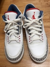 Air Jordan 3 Retro OG Mid True Blue White/Blue/Red Leather Sneakers 854262-106 picture