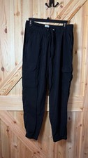 Wonderly Black Cargo Style Jogger Pants and Drawstring Waist Size Medium picture
