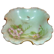 Antique Rosenthal RC Monbijou Bavaria Porcelain Pin Dish Bowl Pink Flowers Gilt picture