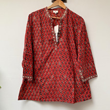 East Anokhi Block Print Blouse Top Tunic 14 NEW RRP £89 100% Cotton Boho Hippie picture