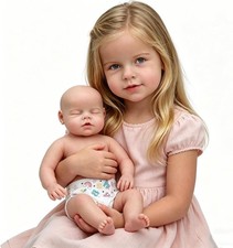 21 Inch Full Body Platinum Silicone Reborn Baby Doll Girl, Lifelike Realistic Ne picture