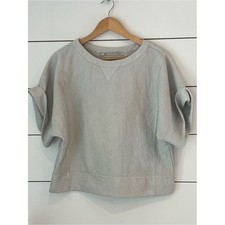 Zara Light Gray Textured Short-Sleeve boxy minimalist quiet luxury clean girl picture
