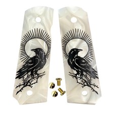 1911 Grips Custom Raven Beech Grips for Colt 1911 Full Size Clones Kimber+Screws picture