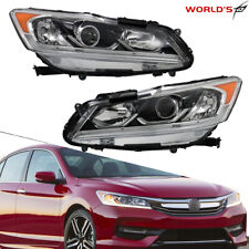 Left+Right For 2016-2017 Honda Accord Sedan Headlight Assembly Halogen W/LED DRL picture