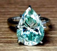 RARE 3.70 Ct Certified Lovely Treated Blue Diamond Solitaire Ring In 925 Silver picture