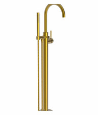 Newport Brass Taft Freestanding Tub Filler w/ Hand Shower, Satin Brass picture