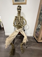 Spirit Halloween Life Size Animated Bone Collector Skeleton Prop Rare Works picture