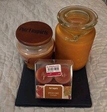 (3) Pier 1 Imports Fall Candle Lot Sweet Pumpkin Candy Corn Spiced Cake Jar NEW picture