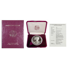 1987-S Proof $1 American Silver Eagle Box, OGP & COA picture