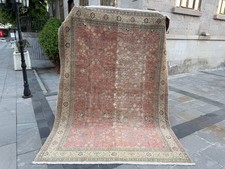 Vintage Kayseri Rug 6.4x9.2 Ft Handwoven Turkish Wool Dusty Rose Floral picture