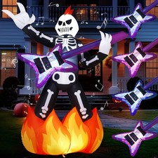 JOYIN 6ft Halloween Inflatable Skeleton Plays Guitar, Spooky 6ft, Multicolor picture