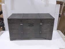 Vintiquewise 13.75 x 25.5 x 12 in. Distressed Wooden Storage Trunk, Black picture