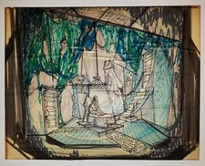 BORIS LEVEN Original HAND SIGNED Art Director's Sketch Film & Theatre Production picture