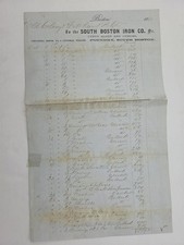 1860 antique SOUTH BOSTON IRON CO ma CYRUS ALGER FOUNDRY old colony fall river picture