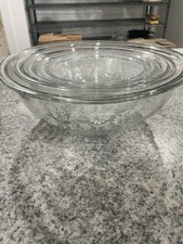 Vintage Pyrex Colonial Mist Nesting Mixing Bowl Set~White Daisy Glass  picture