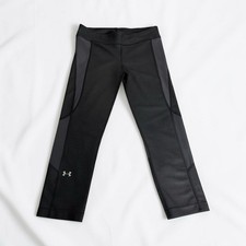 Women’s Under Armour Grid Print Cropped Workout Leggings Grey Blocked Medium picture