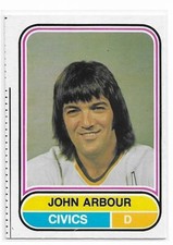 JOHN ARBOUR 1975-76 OPC WHA Hockey card #54 Ottawa Civics Denver Spurs EX picture