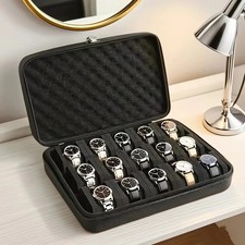 15 Slot Watch Storage Box Organizer Case Portable watch Display Cabinet Holder picture