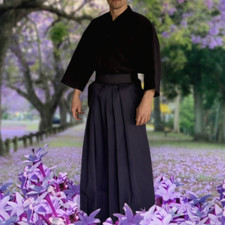 Japanese Hakama with Hook and Loop Fastener - Budo - Aikido - Kendo (Black) picture